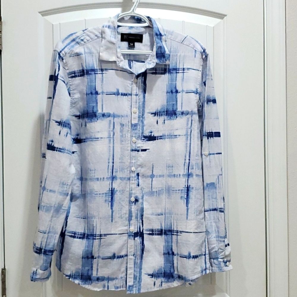 I.N.C International Concepts, Womans Long Sleeve, Linen Blend Blouse, Size Large